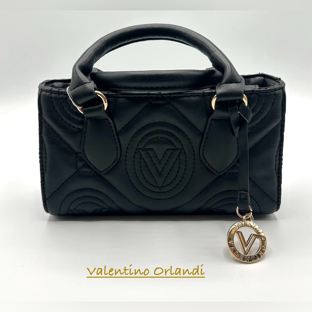 Valentino Orlandi Black Mini Quilted Tote Bag ~ NWT
